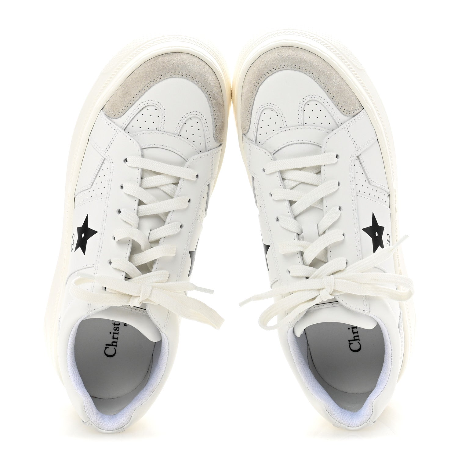Christian Dior Calfskin Suede Dior Star Ors Platform Sneakers White Black 38.5 White Black 2 of 9
