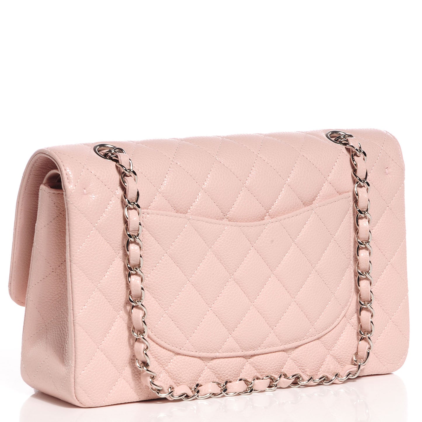 Caviar Quilted Medium Double Flap Pink