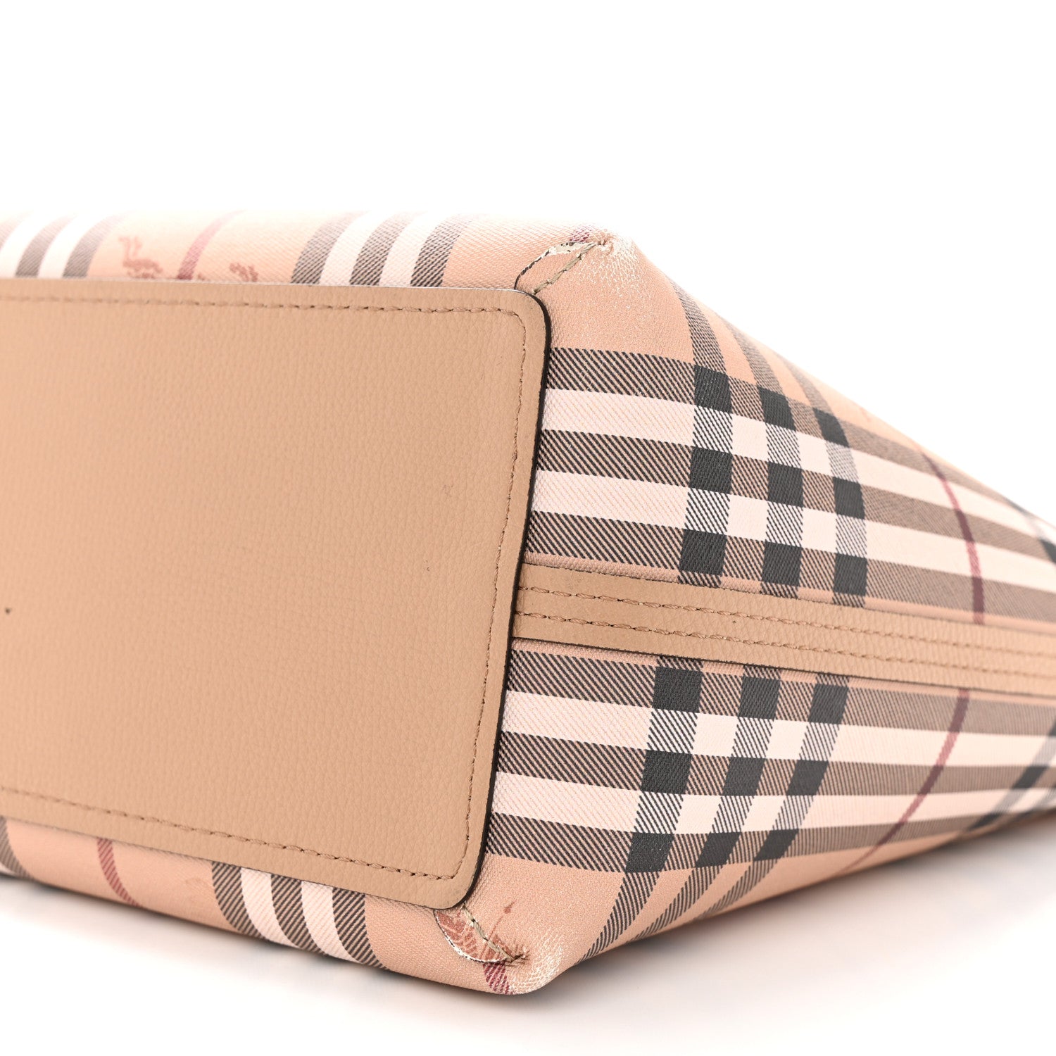Burberry Grainy Calfskin Haymarket Check Medium Reversible Tote Camel 16 of 27