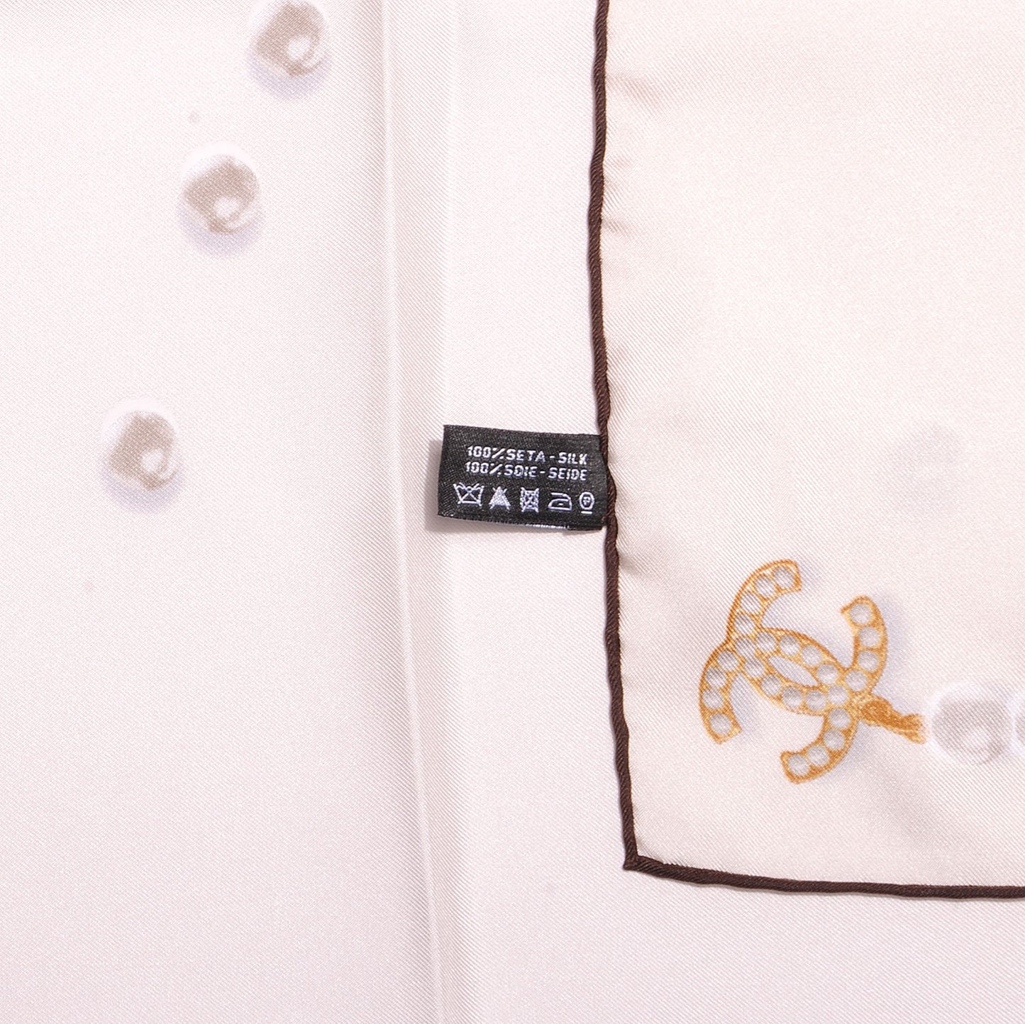 Silk Pearl CC Square Scarf Ivory