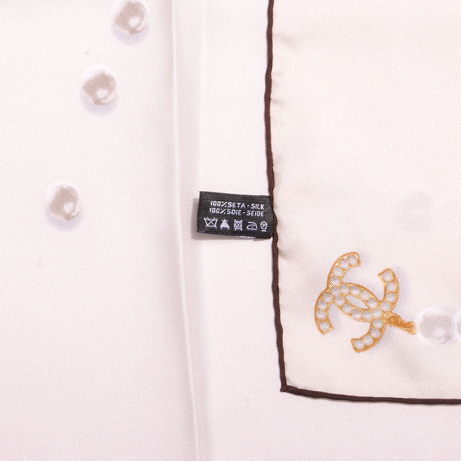 Chanel Silk Pearl CC Square Scarf Ivory 10 of 10