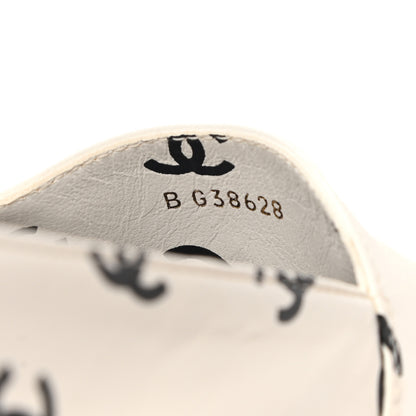 Chanel Lambskin Printed CC Espadrilles 38 White Black 9 of 10
