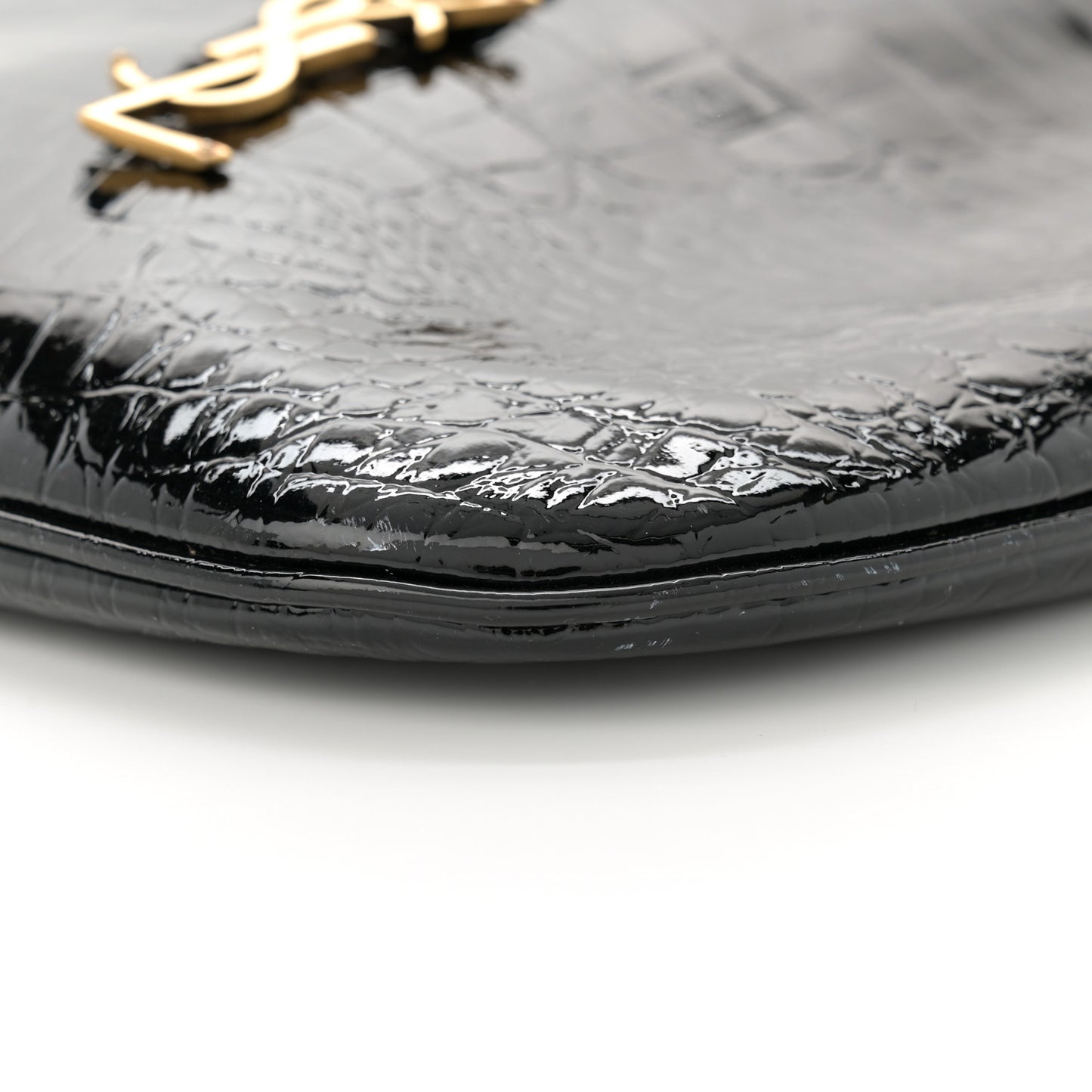 Crocodile Embossed Calfskin Medium Paris VII Flat Hobo Black