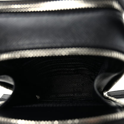 Prada Saffiano Travel Brique Crossbody Messenger Bag Black 5 of 10