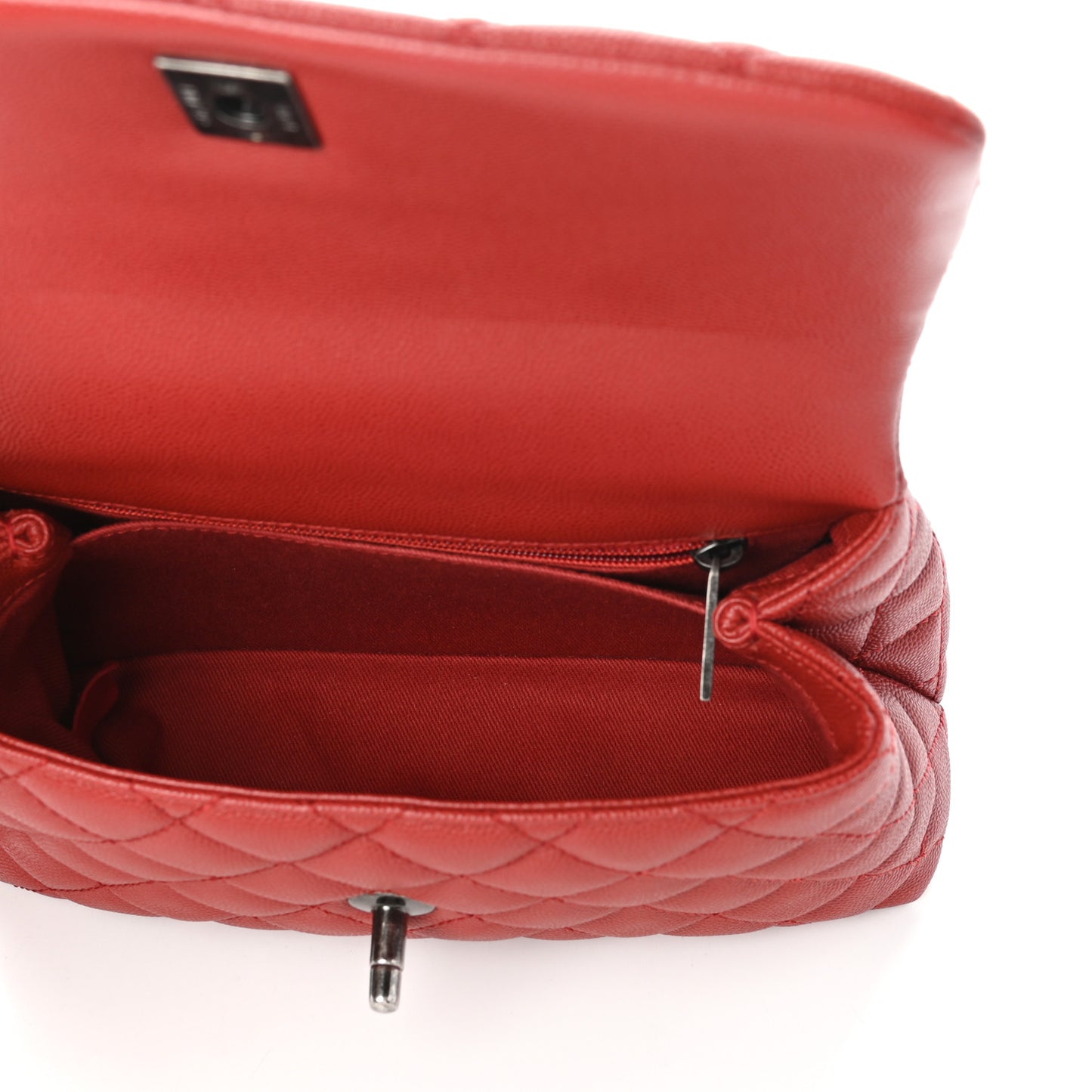 Caviar Quilted Mini Coco Handle Flap Dark Red