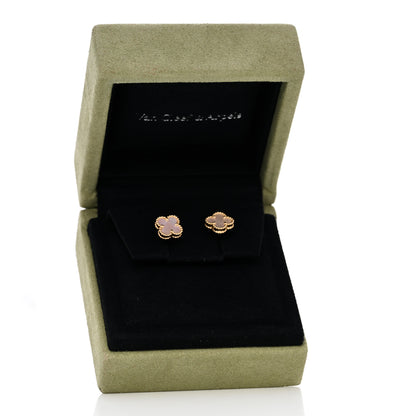 Van Cleef & Arpels 18K Yellow Gold Mother of Pearl Sweet Alhambra Earrings 5 of 5