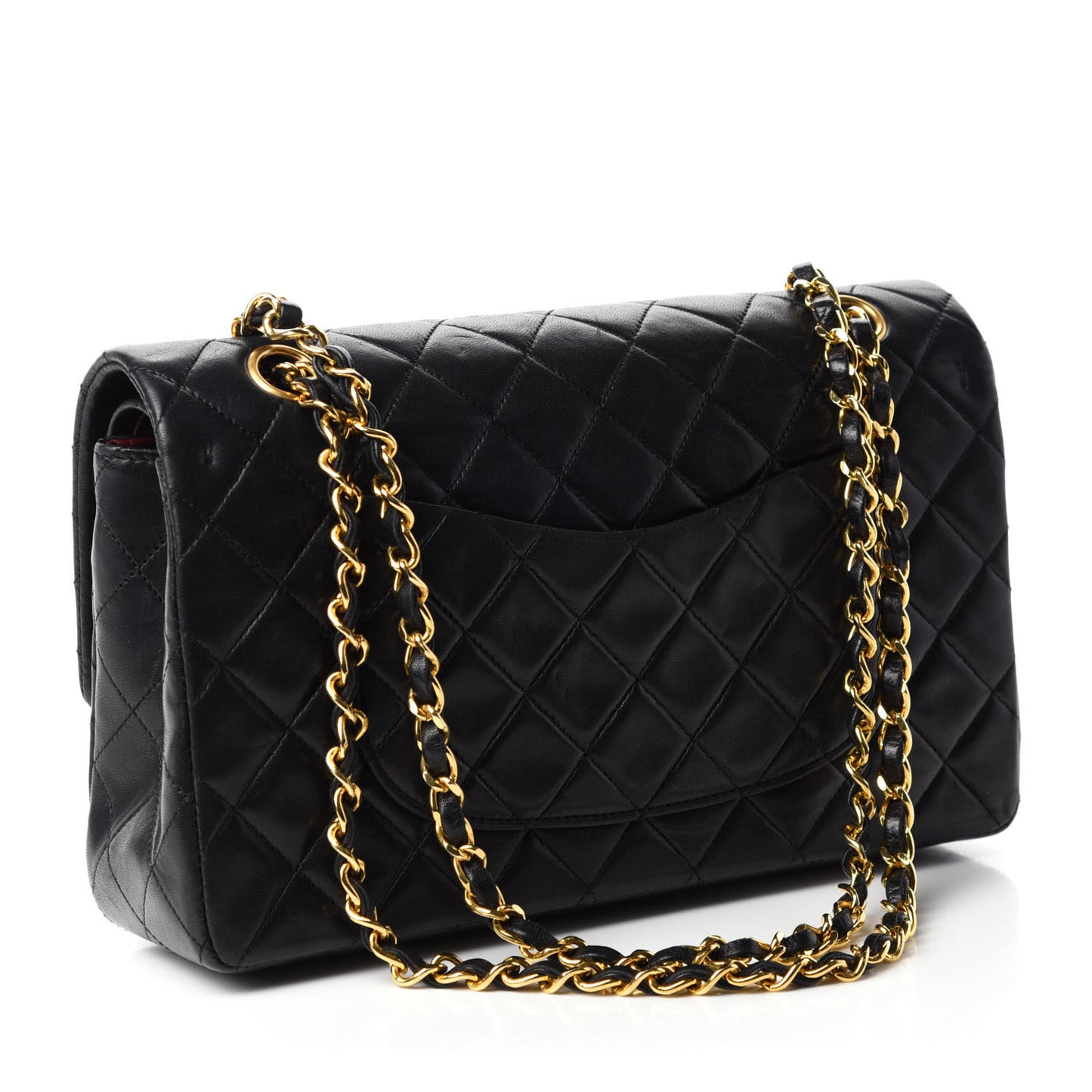 Lambskin Quilted Medium Double Flap Black