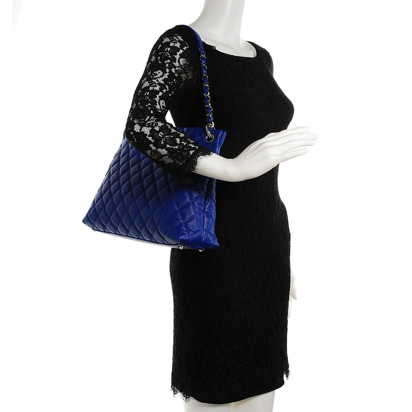 Caviar Quilted Easy Zip Tote Cobalt Blue