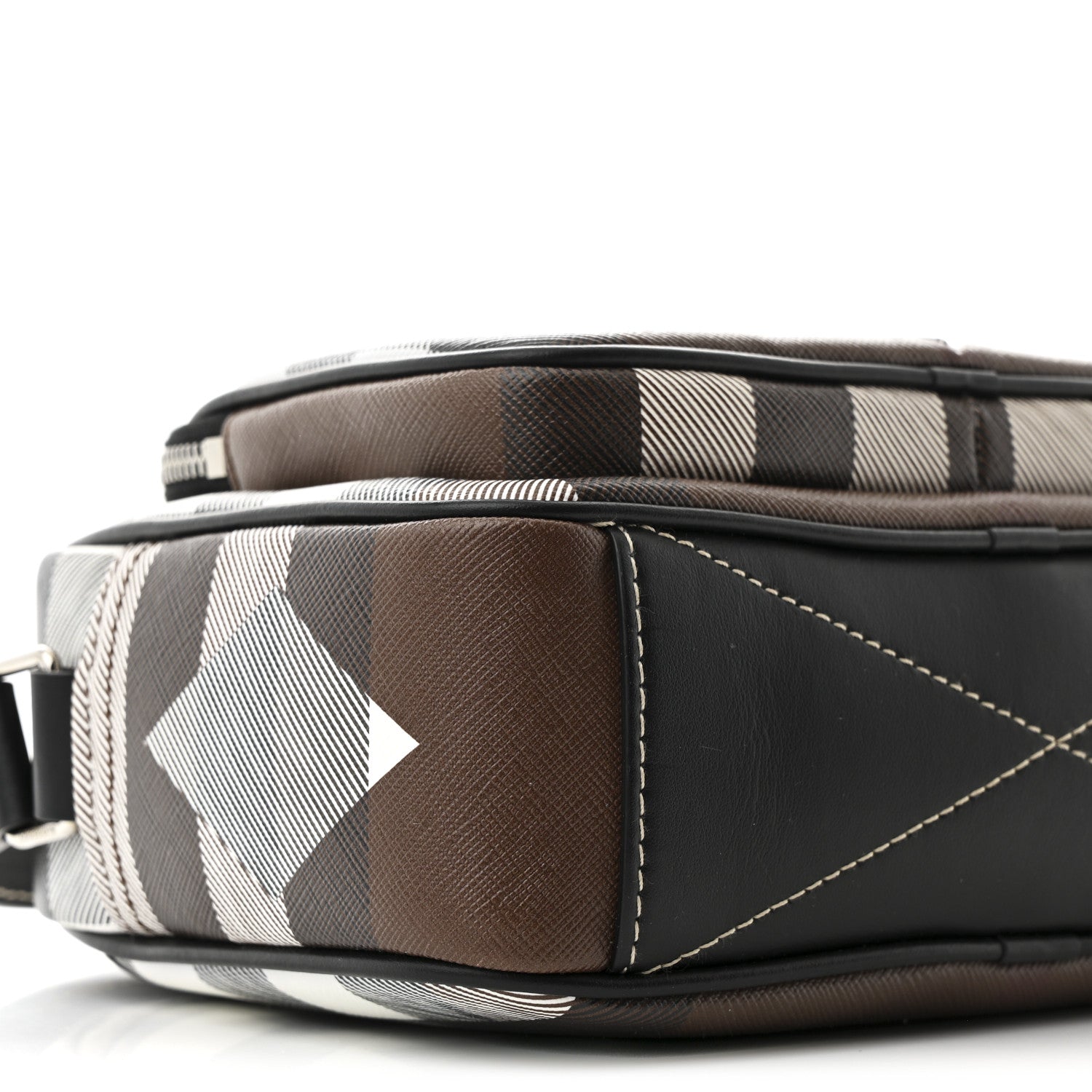 Burberry E-Canvas Calfskin Geometric Check Paddy Messenger Dark Birch Brown White 9 of 10