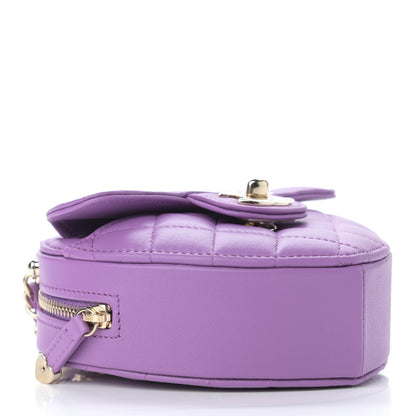 Chanel Lambskin Quilted CC In Love Heart Clutch With Chain Purple 4 of 11