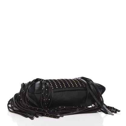 Jimmy Choo Lambskin Suede Studded Fringe Alexia Bag Black 5 of 11
