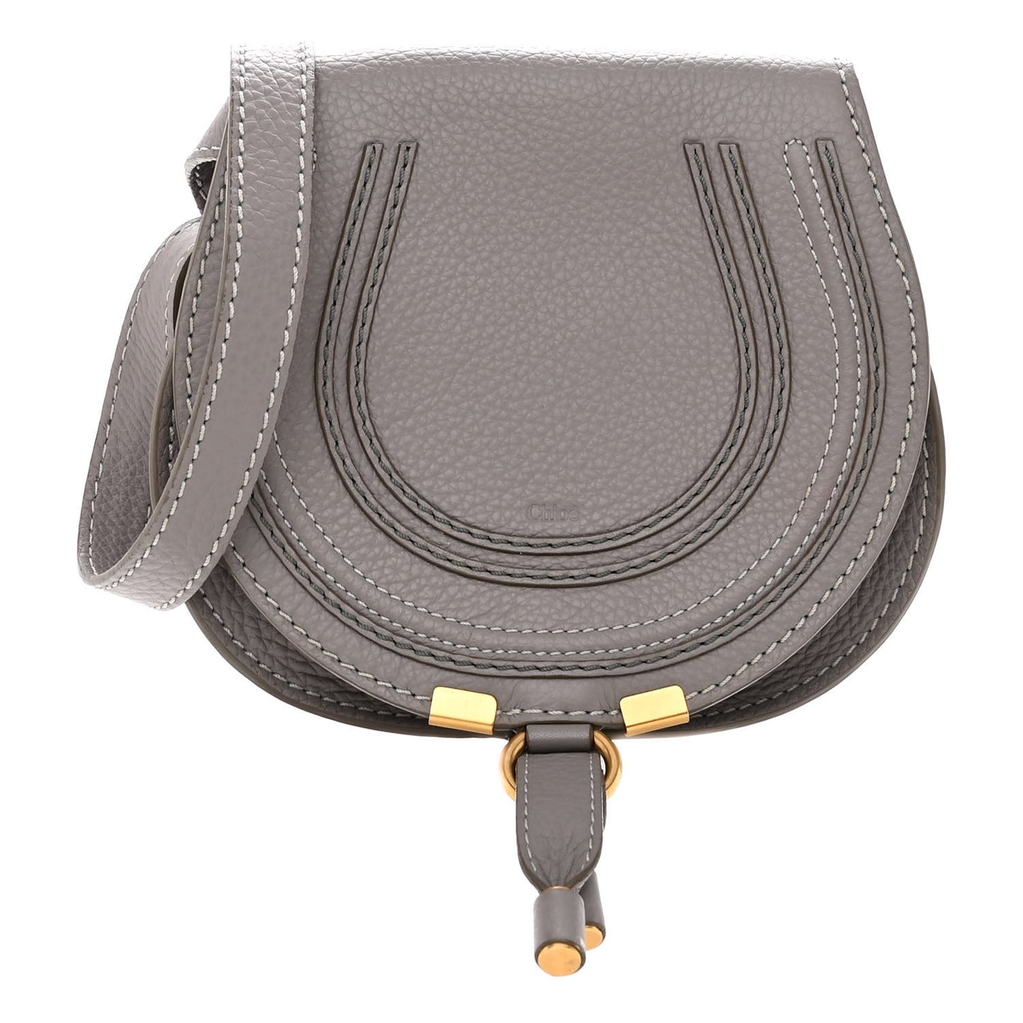 Calfskin Mini Marcie Round Crossbody Bag Cashmere Grey