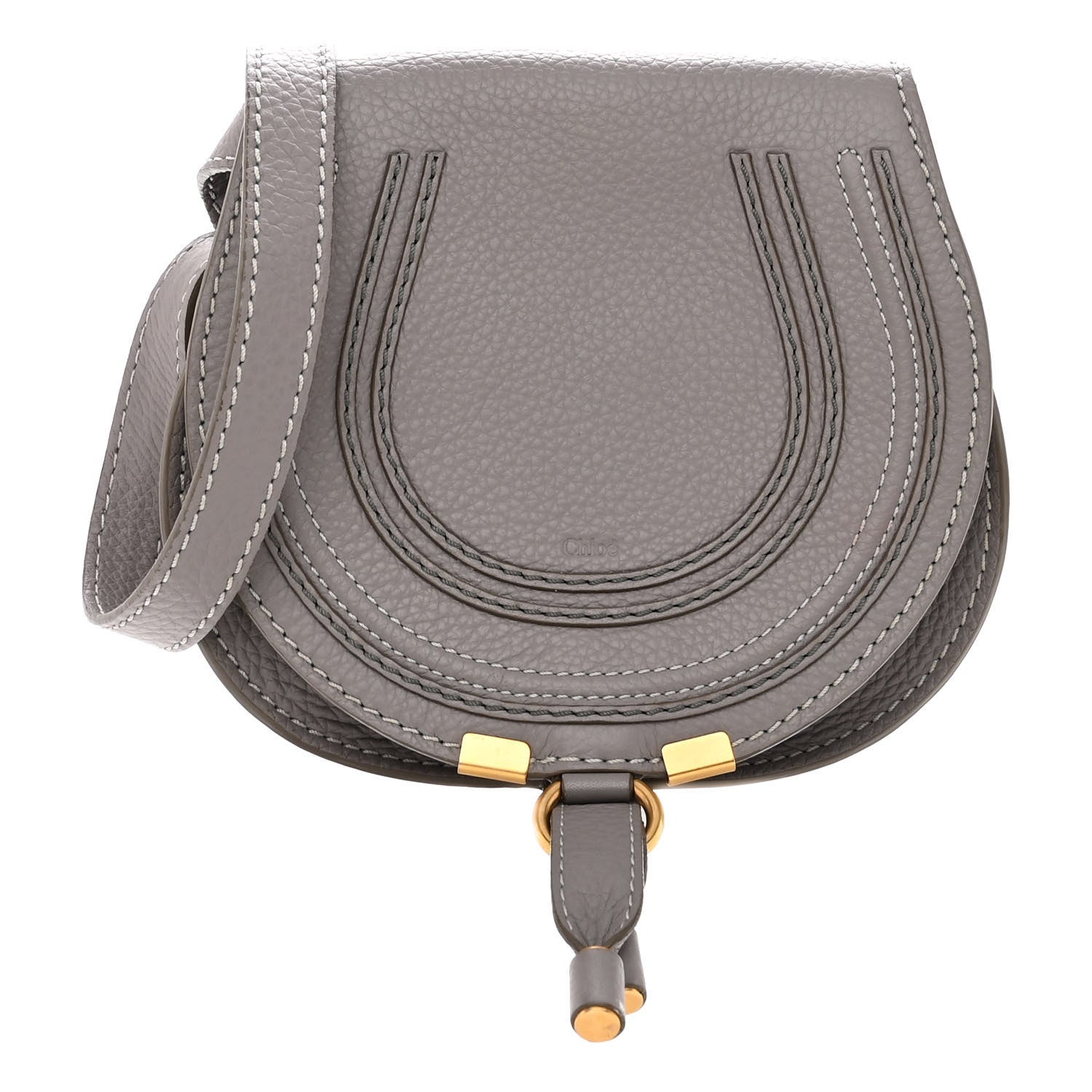 Chloe Calfskin Mini Marcie Round Crossbody Bag Cashmere Grey 1 of 10