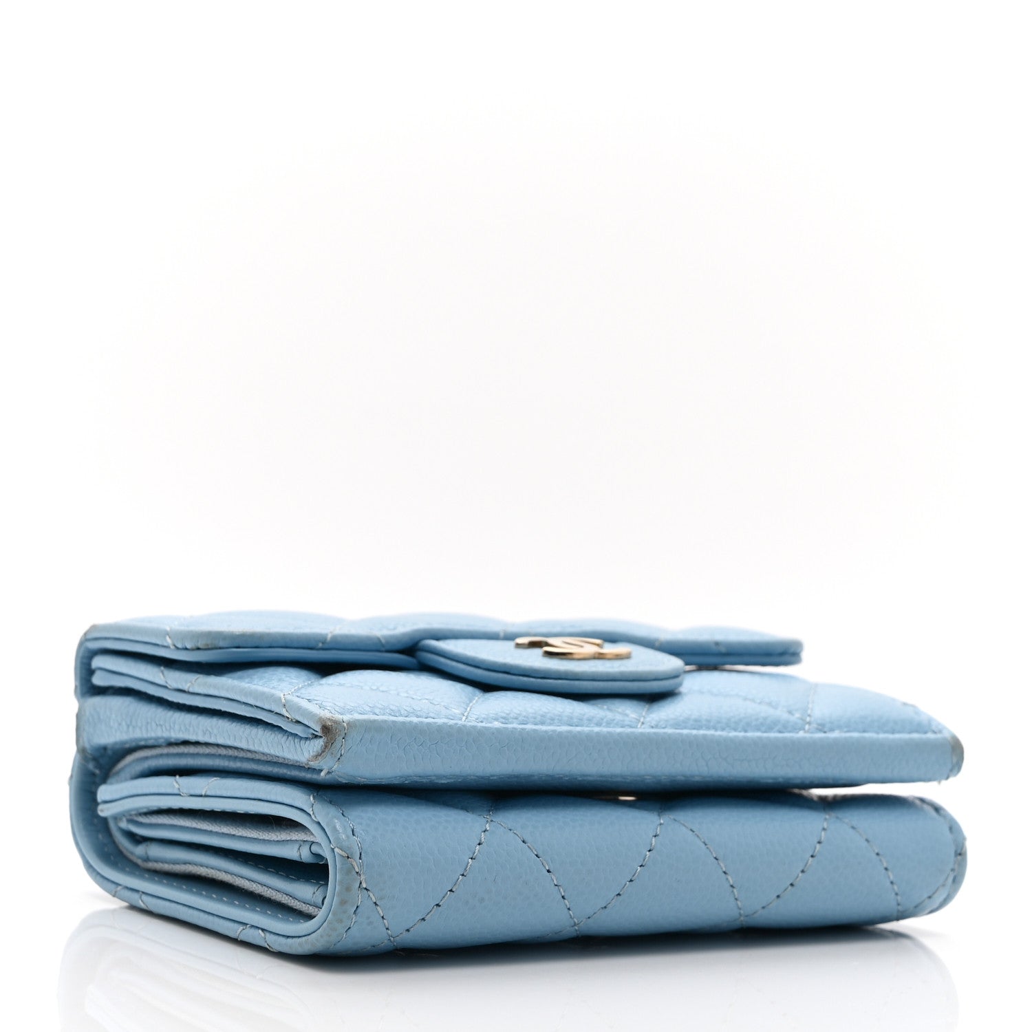 Chanel Caviar Quilted Double Flap Wallet Light Blue 4 of 10