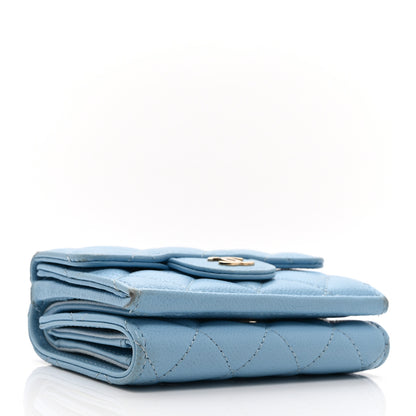 Chanel Caviar Quilted Double Flap Wallet Light Blue 4 of 10