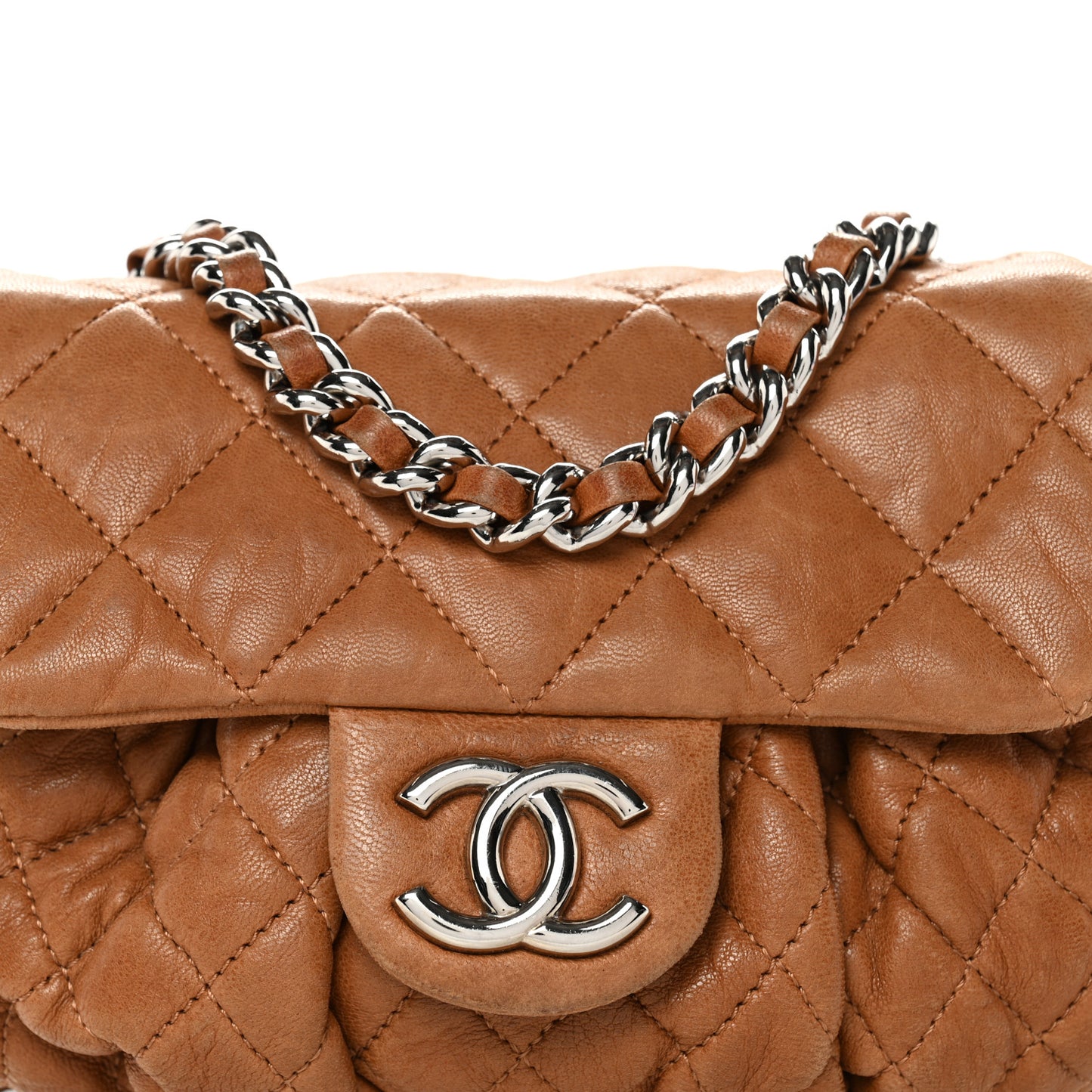 Washed Lambskin Mini Chain Around Messenger Brown