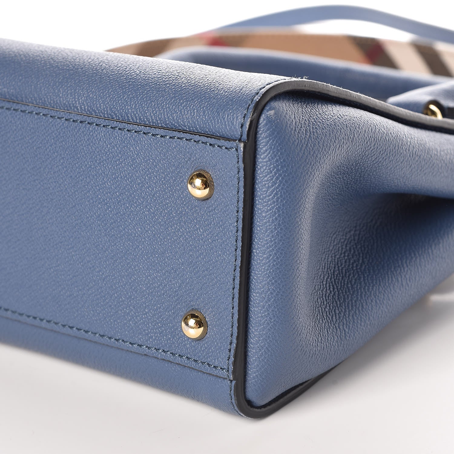 Burberry Soft Grain Calfskin Small Buckle Tote Steel Blue 7 of 10