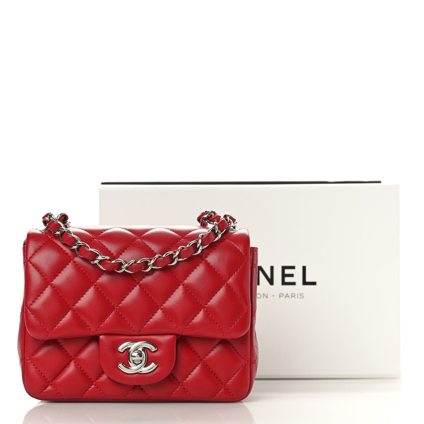 Lambskin Quilted Mini Square Flap Red