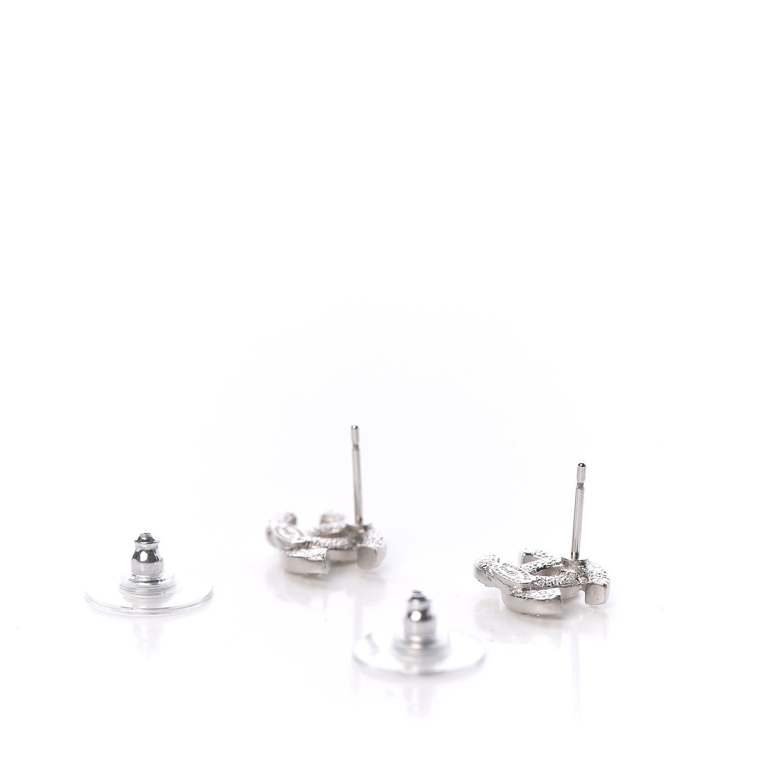 Chanel Crystal Mini Timeless CC Earrings Silver 3 of 4