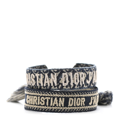 Christian Dior Woven Cotton J'Adior Friendship Bracelet Set Navy 1 of 5