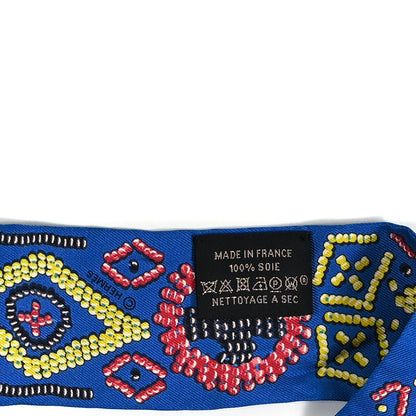 Hermes Silk Kelly En Perles Twilly Bleu Royal Jaune Framboise 3 of 3