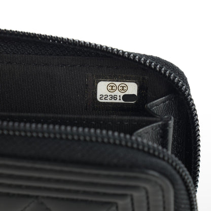 Chanel Lambskin Quilted Zip Around Boy Coin Purse Wallet Black 7 of 7