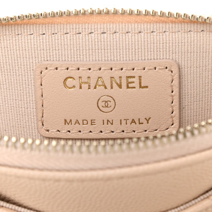 Chanel Caviar Quilted Zip Card Holder Wallet Light Beige 6 of 7