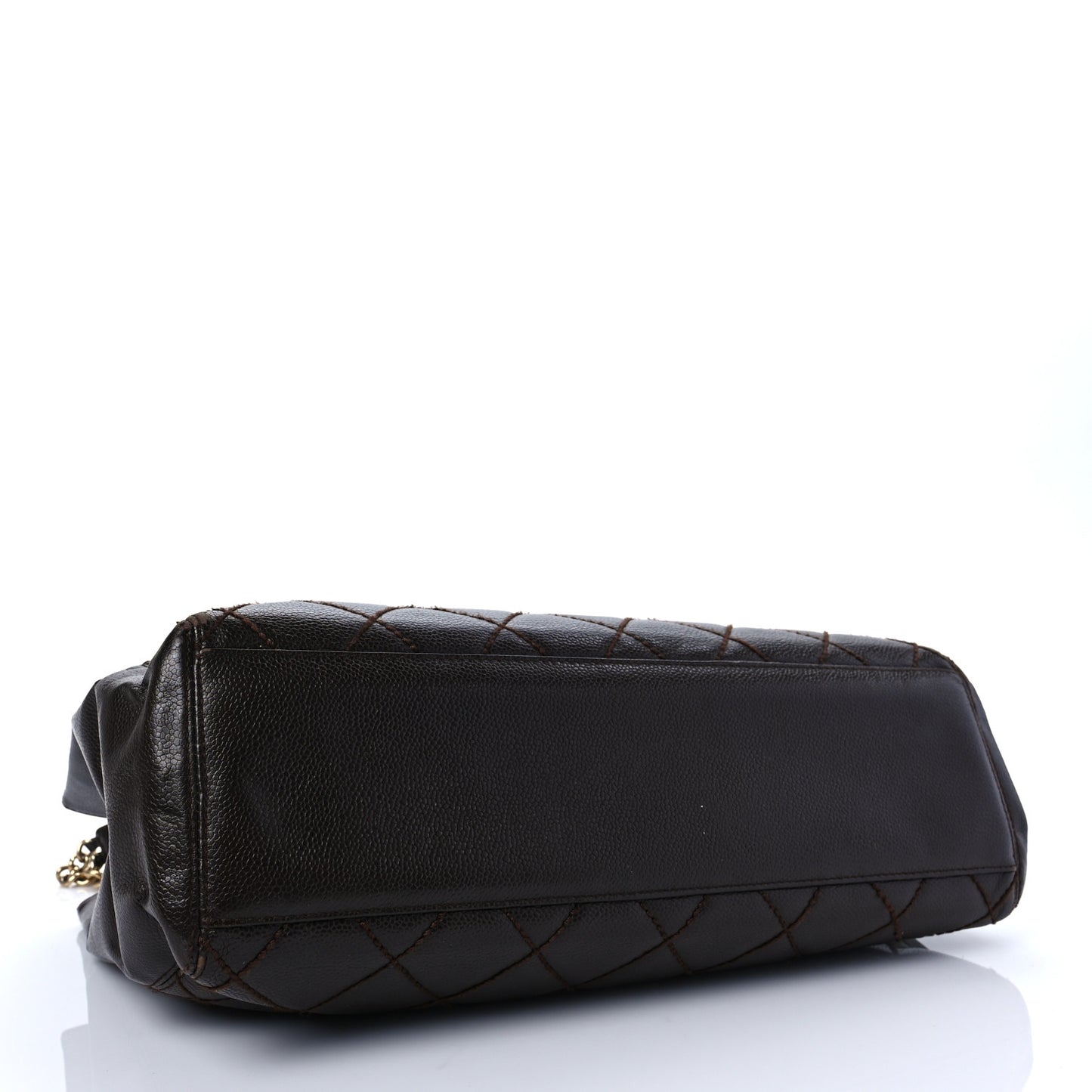 Caviar Quilted Shopping Tote Dark Brown
