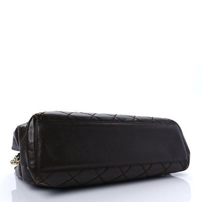 Chanel Caviar Quilted Shopping Tote Dark Brown 4 of 10