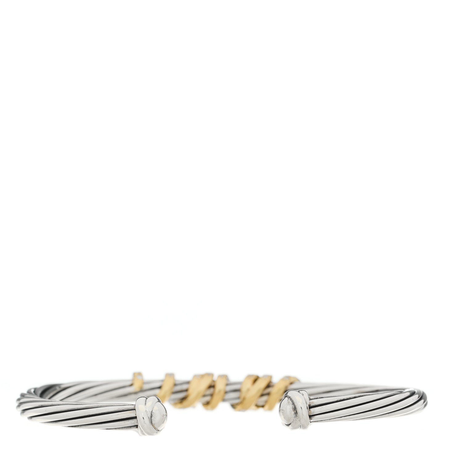 David Yurman Sterling Silver 18K Yellow Gold Diamond 4mm Helena Station Bracelet 2 of 4