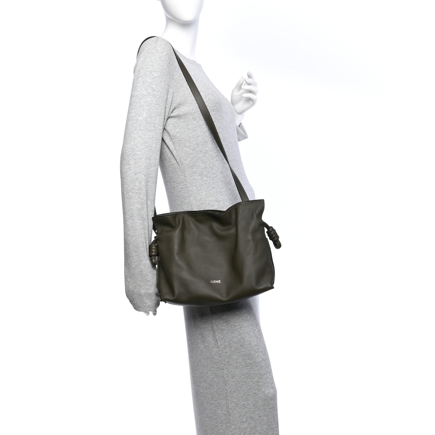 Loewe Nappa Medium Flamenco Knot Bag Khaki Green 2 of 11