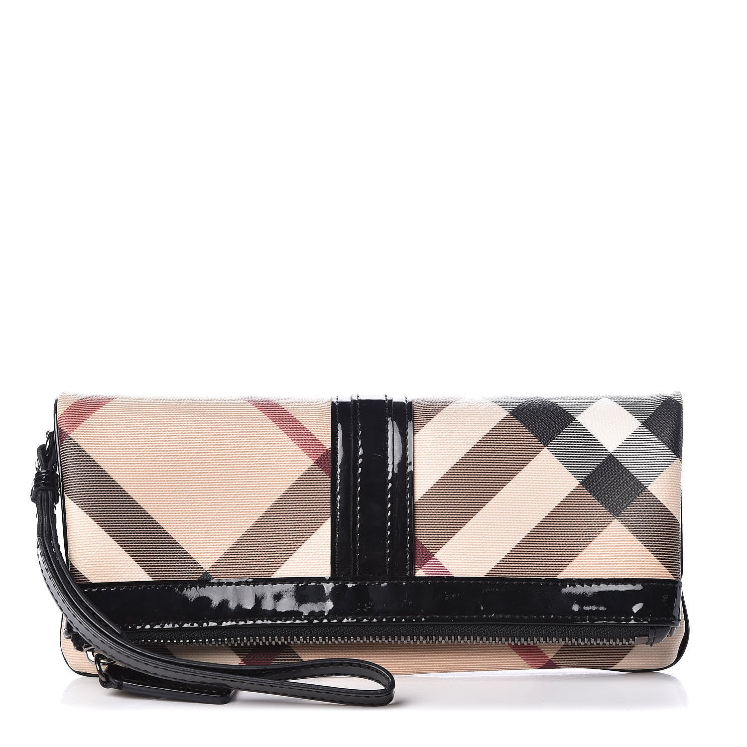 Burberry Nova Check Wristlet Pouch Black 1 of 9