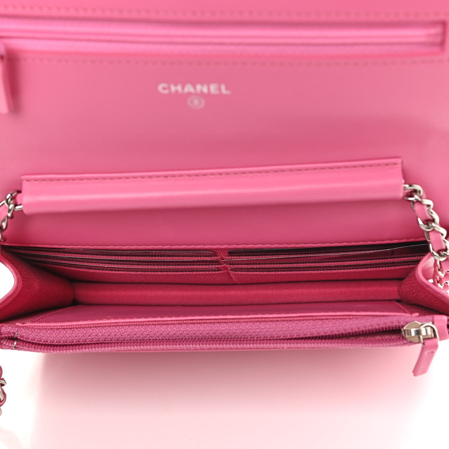 Lambskin Quilted Wallet on Chain WOC Pink