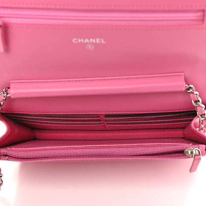 Chanel Lambskin Quilted Wallet on Chain WOC Pink 5 of 12