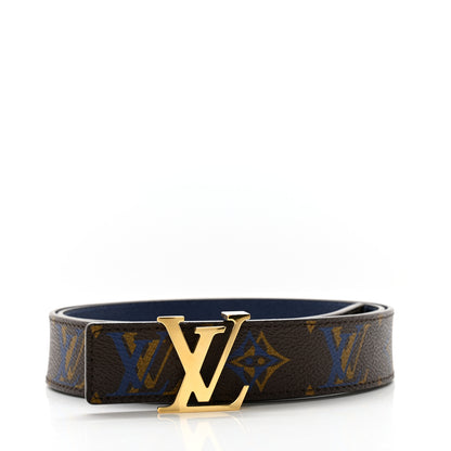 Louis Vuitton Calfskin Rainbow Monogram 30mm LV Initiales Reversible Belt 85 34 Blue 1 of 8