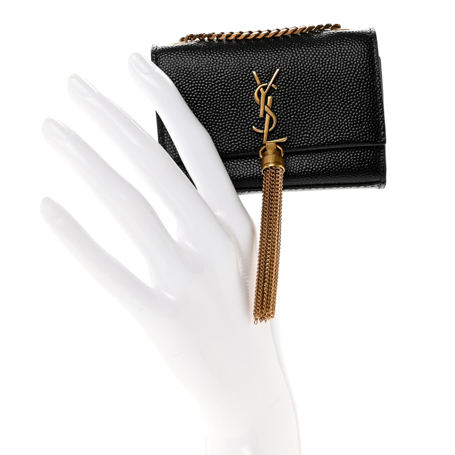 Saint Laurent Grain De Poudre Micro Classic Monogram Kate Tassel Airpods Bag Black 2 of 6