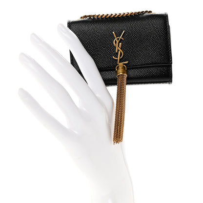 Saint Laurent Grain De Poudre Micro Classic Monogram Kate Tassel Airpods Bag Black 2 of 6