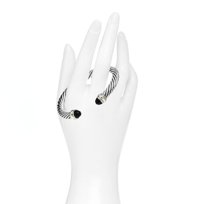 David Yurman Sterling Silver 14K Yellow Gold Black Onyx 7mm Cable Classics Bracelet 2 of 5