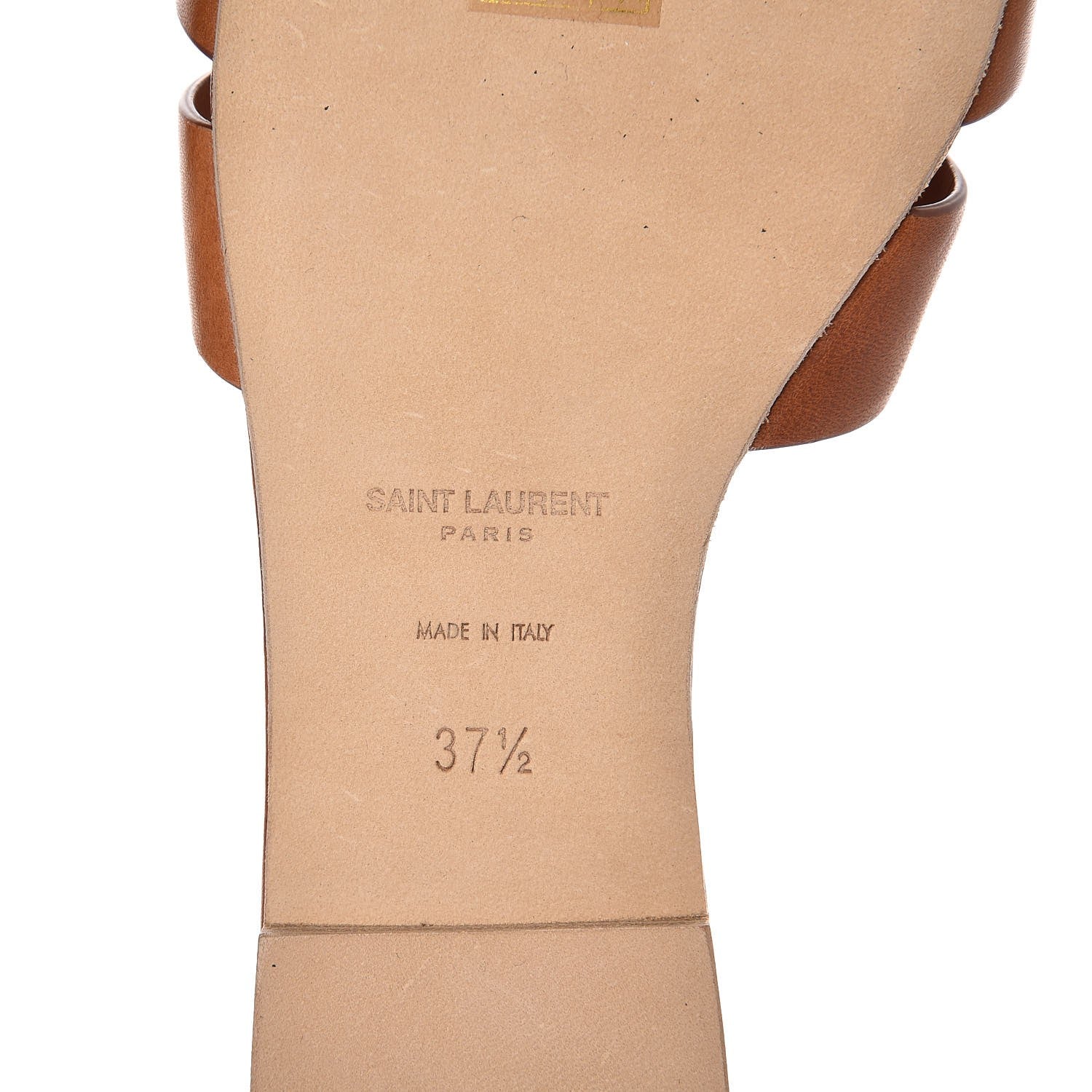 Saint Laurent Calfskin Tribute 05 Slide Sandals 37.5 Amber 7 of 8