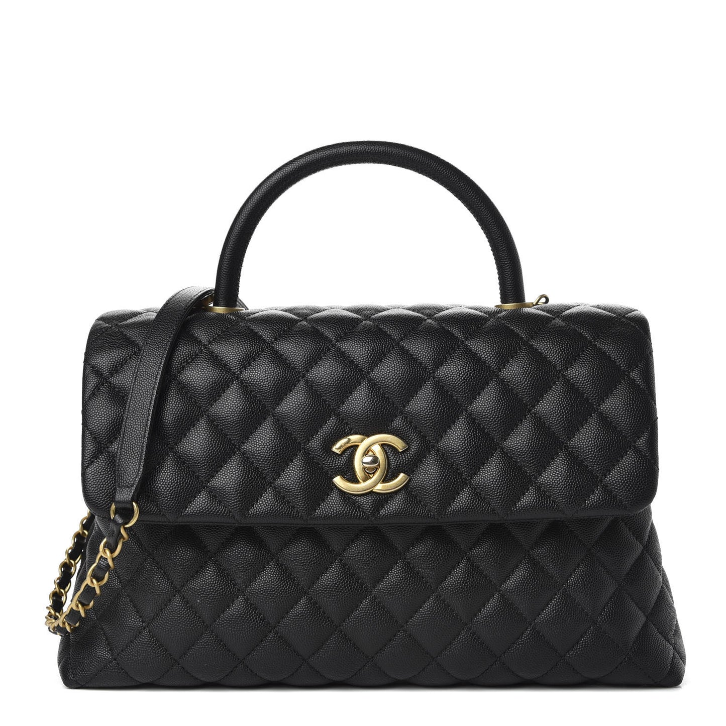 Caviar Quilted Medium Coco Handle Flap Black