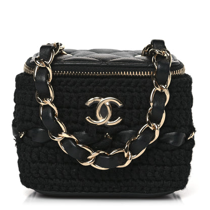 Chanel Lambskin Crochet Small Vanity Case With Chain Black 1 of 10