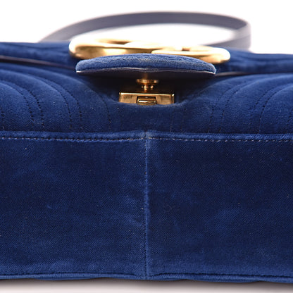 Gucci Velvet Matelasse Medium GG Marmont Shoulder Bag Cobalt Blue 11 of 12