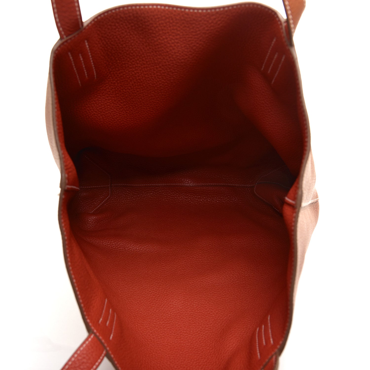 Hermes Taurillon Clemence Double Sens 36 Reversible Tote Gold Sanguine 10 of 16