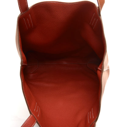 Hermes Taurillon Clemence Double Sens 36 Reversible Tote Gold Sanguine 10 of 16