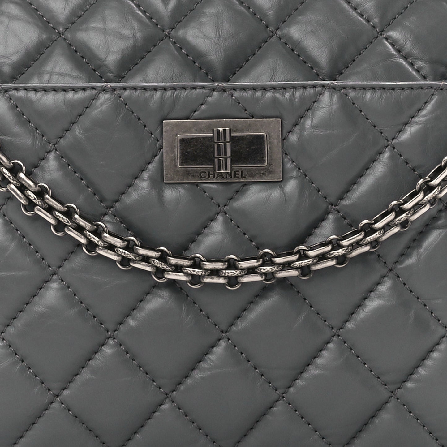 Aged Calfskin Quilted Medium Reissue Camera Case Grey