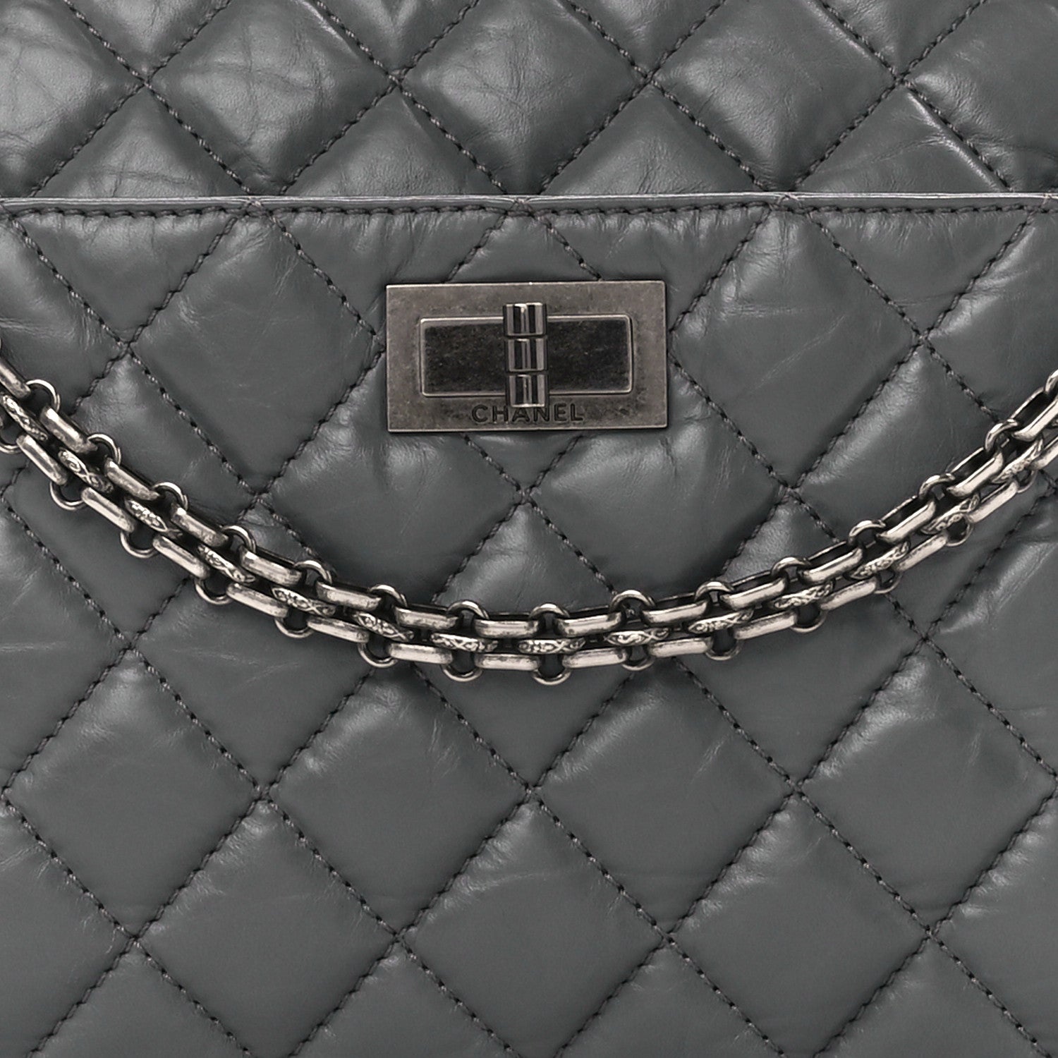 Chanel Aged Calfskin Quilted Medium Reissue Camera Case Grey 9 of 13