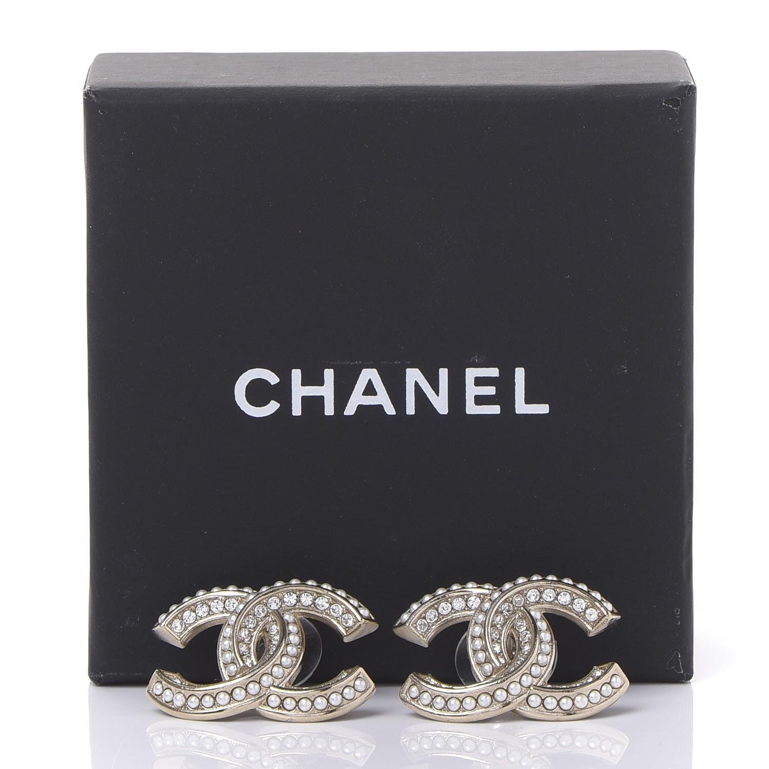 Chanel Crystal Pearl Chain Mania CC Earrings Gold 5 of 5