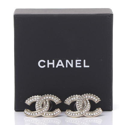 Chanel Crystal Pearl Chain Mania CC Earrings Gold 5 of 5