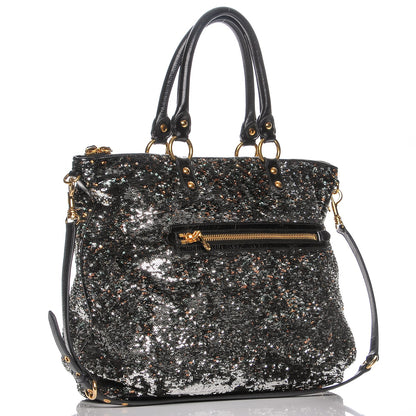 Miu Miu Paillettes Sequin Shopping Tote Argento 3 of 7