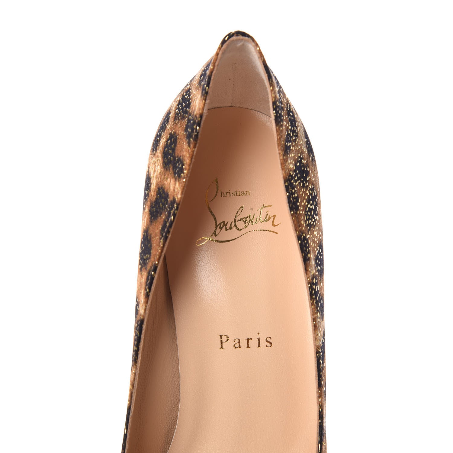 Christian Louboutin Lurex Specchio Leopard Fetish Peep 130 Pumps 39 Black Gold 7 of 8